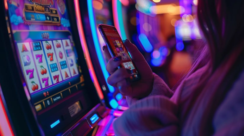 Pengguna menikmati Live Casino melalui perangkat mobile dengan antarmuka modern dan mudah di roma77